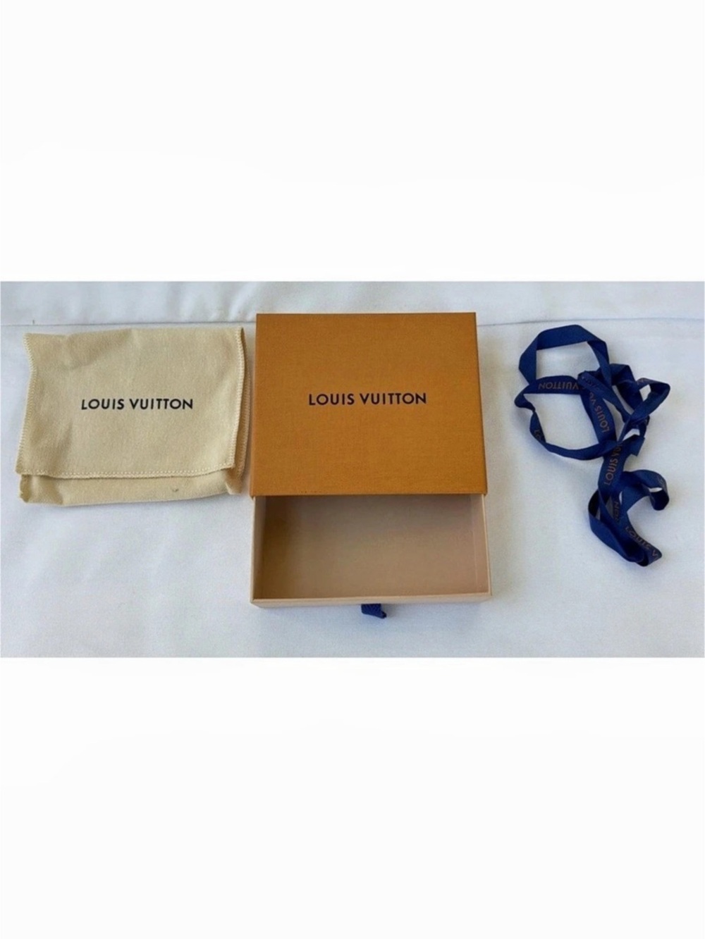 Louis Vuitton Empty Gift Box with Dust Bag and Ribbon Brown & Blue